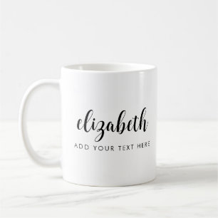 Trendy kalligrafie Voeg Jouw tekst naam Sjabloon Koffiemok