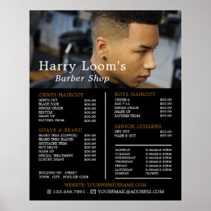 Trendy kapsel, prijslijst voor herenkapper poster
