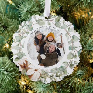 Trendy Katoen Winter Vrolijke Kerstmis Foto krans Ornament Kaart