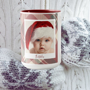 Trendy kerst Mok Aangepaste dubbele foto rood