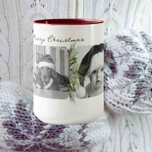 Trendy kerst Mok Aangepaste Foto Greenery Lijst