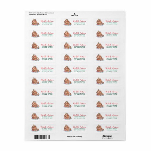 Trendy Kerst Retour Adres Gingerbread House Etiket (Full Sheet)