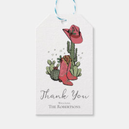 Trendy Kerstlaarzen en Cactus Bedankt Cadeaulabel