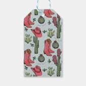 Trendy kerstlaarzen en cactus bedankt cadeaulabel (Achterkant)