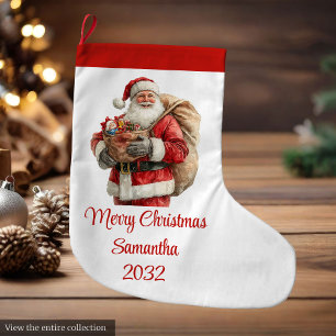 Trendy Kerstman Moderne Warmige Kerstkous Grote Kerstsok