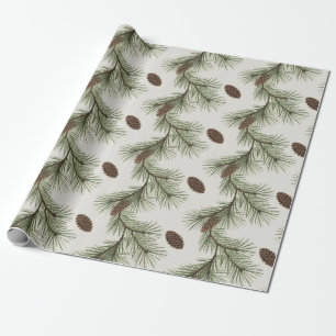 Trendy Kerstmis Dennenkegels en Takken Cadeaupapier