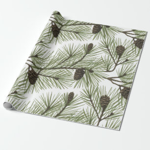 Trendy Kerstmis Dennenkegels en Takken Cadeaupapier
