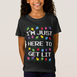 Trendy Kerstmis Ik ben hier alleen om verlicht Ker T-shirt
