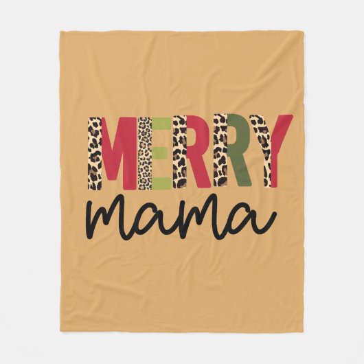 Trendy Kerstmis Kleur Blok Leopard Merry Mama Fleece Deken (Voorkant)
