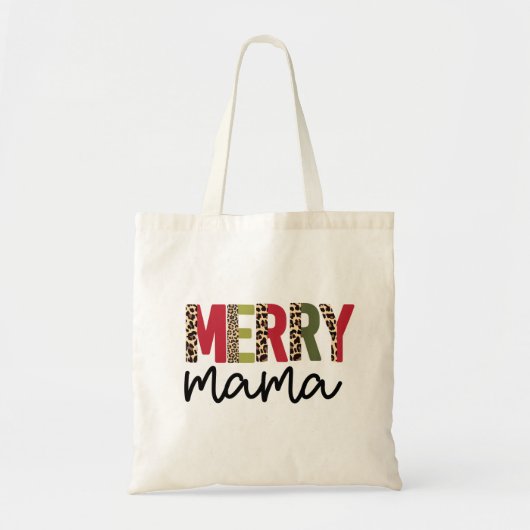 Trendy Kerstmis Kleur Blok Leopard Merry Mama Tote Bag (Voorkant)