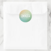 Trendy klasse van 2024 Green Gradient Afstuderen Ronde Sticker (Tas)