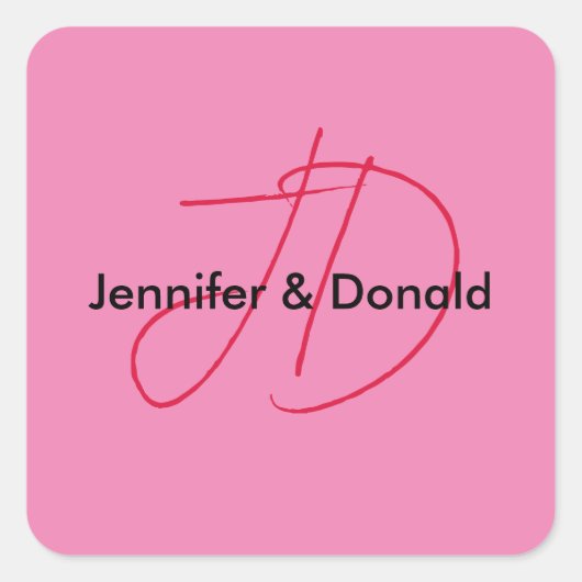 Trendy klassiek schrift monogram naam vierkante sticker (Voorkant)