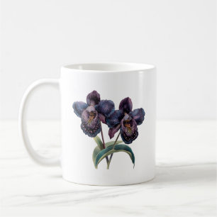 Trendy klassieke mauve en zwarte orchidee koffie m koffiemok