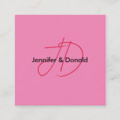 Trendy klassieke script monogram naam informatiekaartje (Voorkant)