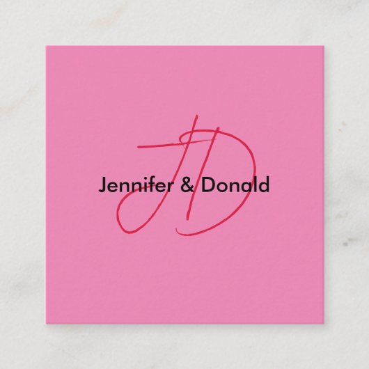 Trendy klassieke script monogram naam informatiekaartje (Voorkant)