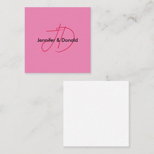 Trendy klassieke script monogram naam informatiekaartje (Voorkant / Achterkant)