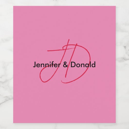 Trendy klassieke script monogram naam wijn etiket (Enkel label)