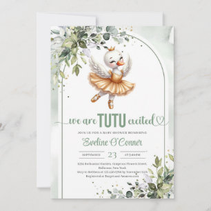 Trendy kleine zwaan met gouden tutu jurk groen kaart