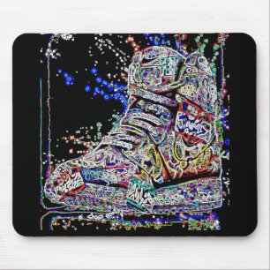 Trendy kleurige waterverf graffiti Sneakers Muismat
