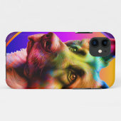 TRENDY KLEURRIJK HONDENGEZICHT Case-Mate iPhone CASE (Achterkant (horizontaal))