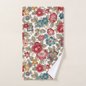 Trendy kleurrijke Boho bloemenwitte achtergrond Bad Handdoek (Handdoek)
