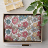 Trendy kleurrijke Boho bloemenwitte achtergrond Tissuepapier (Geschenk)