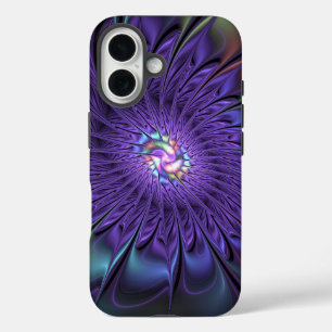Trendy Kleurrijke Moderne Abstracte Fractale Bloem iPhone 16 Hoesje