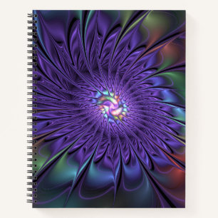 Trendy Kleurrijke Moderne Abstracte Fractale Bloem Notitieboek