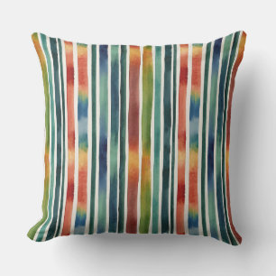 Trendy Kleurrijke Regenboog Strepen Watercolor Wor Buitenkussen