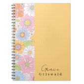 Trendy Kleurrijke Retro Bloemen Patroon Girly Notitieboek (Voorkant)