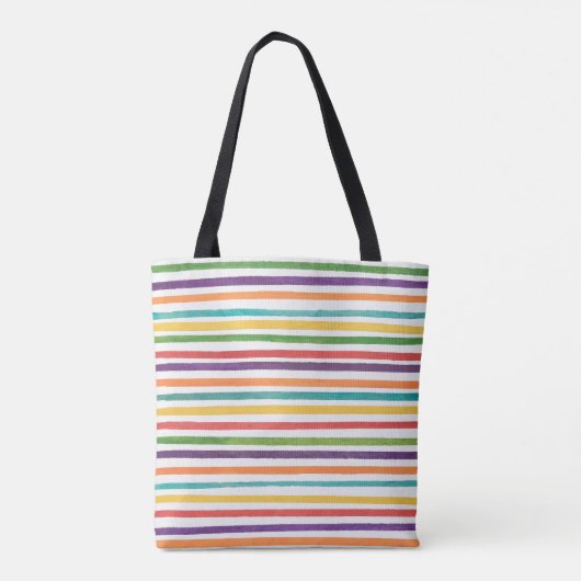Trendy kleurrijke strepen lente zomer canvas tas (Achterkant)