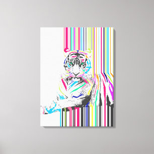 trendy kleurrijke trillende de tijgerpijn van canvas afdruk