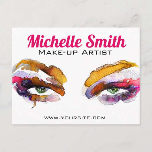 Trendy Kleurrijke Waterverf Oog Make-up Artiest Briefkaart (Voorkant)