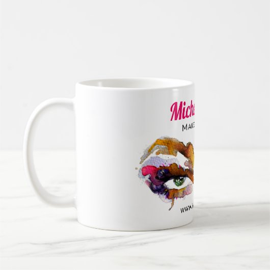 Trendy Kleurrijke Waterverf Oog Make-up Artiest Koffiemok (Links)