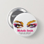 Trendy Kleurrijke Waterverf Oog Make-up Artiest Ronde Button 5,7 Cm (Voorkant /achterkant)