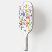 Trendy Kleurrijke Wildbloemen met Monogram Pickleball Paddle (Links)