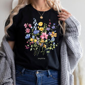Trendy Kleurrijke Wildbloemen met Monogram T-shirt