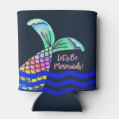 Trendy Kleurrijke Zeemeermin Staart en Golven Blikjeskoeler (Achterkant)