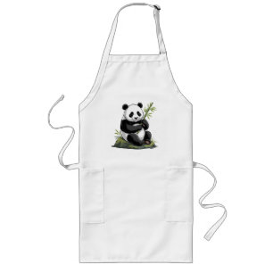 Trendy Knuffel Panda Beer Met Groene Bamboe Lang Schort