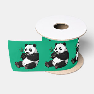 Trendy Knuffel Panda Beer Met Groene Bamboe Lint