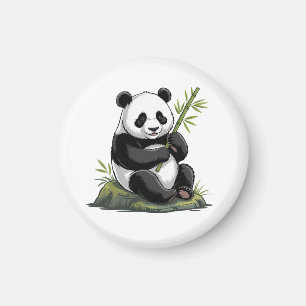 Trendy Knuffel Panda Beer Met Groene Bamboe Magneet