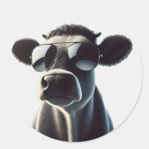 Trendy Koe in zonnebrillen Ronde Sticker