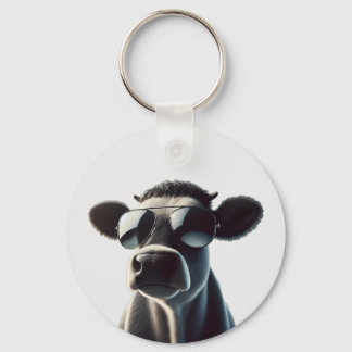Trendy Koe in zonnebrillen Sleutelhanger