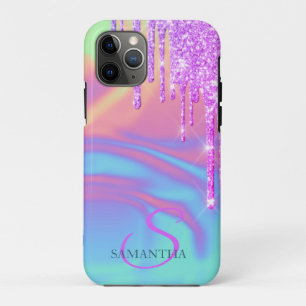 Trendy Koel Glitter Drips Ombre Holografisch iPhone 11 Pro Hoesje