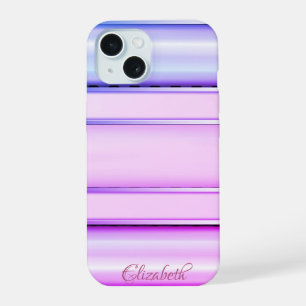 Trendy koele gestreepte paars iPhone 15 hoesje