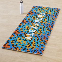 Trendy Koele Kleurrijke Luipaard Patroon En Naam Yogamat