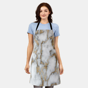 Trendy Koele Wit Gouden Marmer Steen Textuur Schort