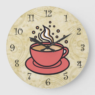 Trendy koffiethema keuken wandklokken grote klok