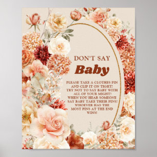 Trendy koperen blush herfst zeg niet baby spel tek poster