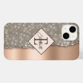 Trendy koperen diamanten Case-Mate iPhone case (Achterkant (horizontaal))